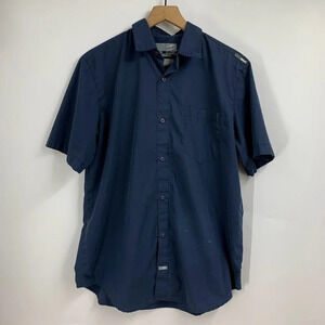 Split Men's Button Up Cotton Blend Short Sleeve Shirt Size M